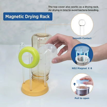 Travel Bottle Cleaning Kit – Scalable Silicone Brush with Nipple Cleaner, Drying Rack & Straw Brush