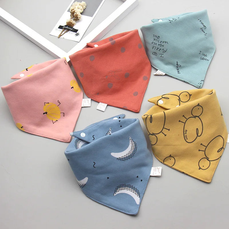 5-Piece Set – Baby Saliva Towel & Triangle Bandana Bibs – Pure Cotton Waterproof Absorbent Cloth for Newborn Boys & Girls - Kidzy Market