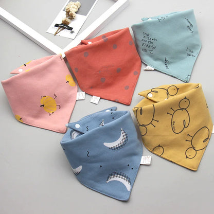 5-Piece Set – Baby Saliva Towel & Triangle Bandana Bibs – Pure Cotton Waterproof Absorbent Cloth for Newborn Boys & Girls - Kidzy Market