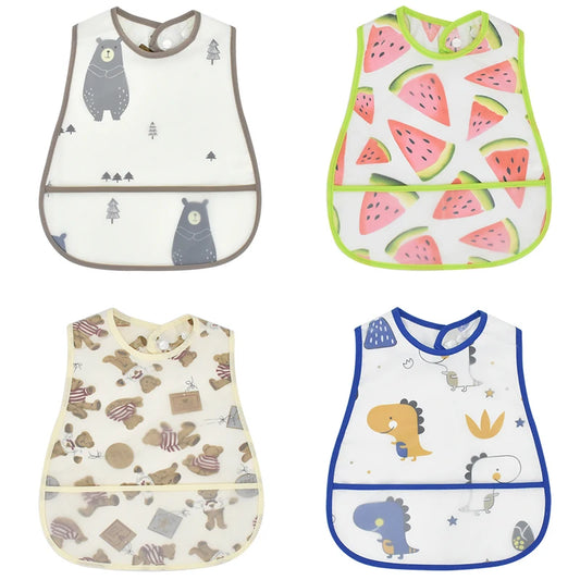 2023 New Cartoon Pattern EVA Waterproof Baby Bibs – Adjustable Feeding Apron with Pocket for Kids, Baby Burp Cloths - Kidzy Market