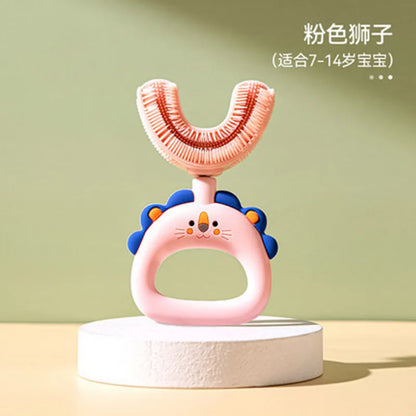 New Children's U-Shape 360 Degree Toothbrush, Silicone Brush for Toddlers, Cartoon Pattern Oral Care