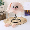 Kids Straw Sun Hat with Pop-Up Bunny Ears — Wide Brim 6.5 cm (2.6 in), 54 cm (21.3 in) Head — UPF 50+ Unisex Beach & Summer Hat, TikTok-Trending