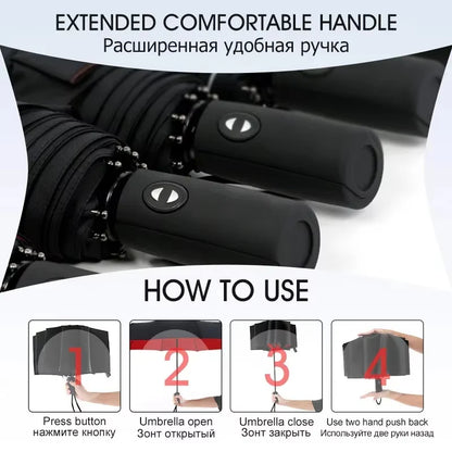 Automatic Windproof Double-Layer Large Umbrella – 10K Strong Frame, Luxury Business Umbrella for Men & Women