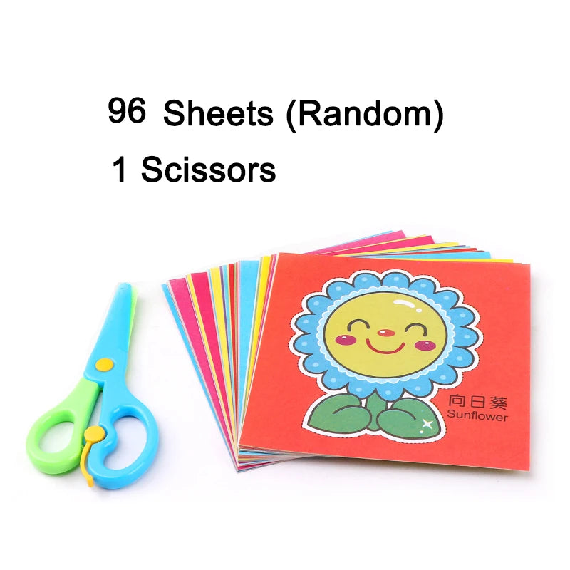 Children’s Paper Cutting Set with Scissors – Fun Handmade DIY Materials and Colored Paper for Early Childhood Education
