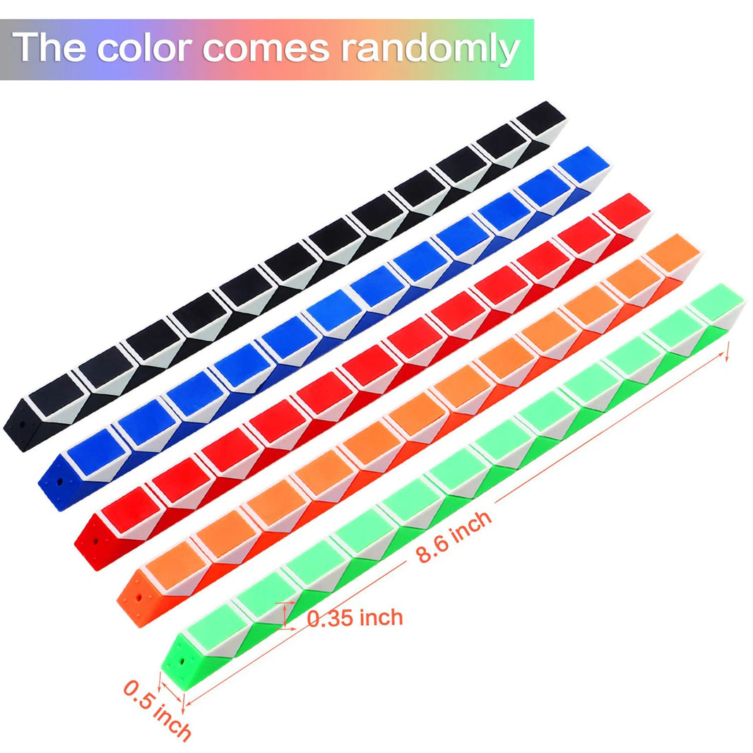 12-6 PCS Random Snake Cube, Twist Folding Puzzle Fidget Toy, 24 Blocks Magic Ruler, Anti-Stress Reliever Game, Gift for Kids & Adults