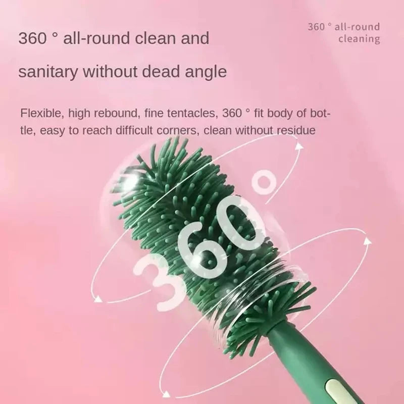 Pacifier Bottle Brush Set, Baby Cleaning Set, Silicone Cup Brush Cleaning Tool, Soft Head Food Grade Brushes, Baby Bottle Brush