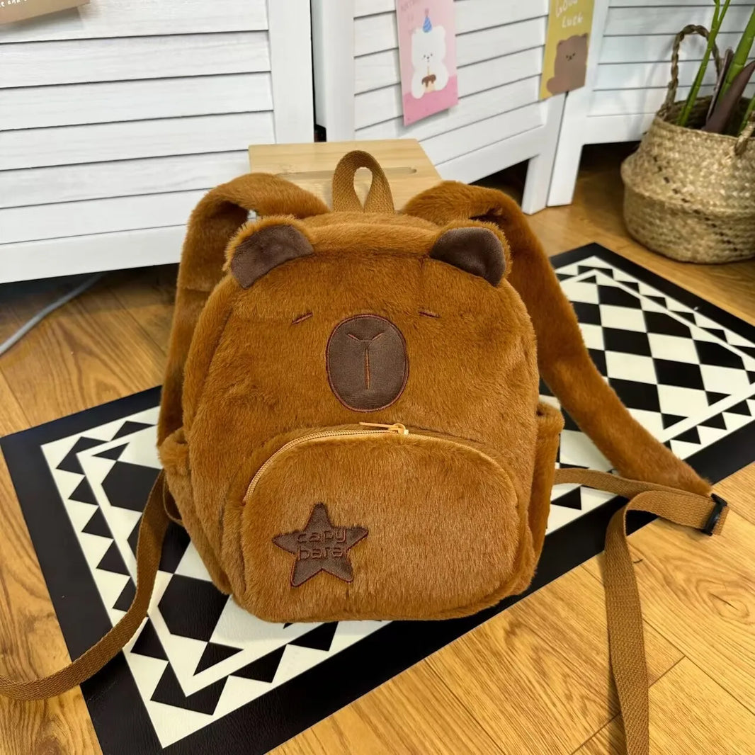 Cute Capybara Dolphin Plush Backpack – Dual-Purpose Shoulder Bag and Tote for Kids