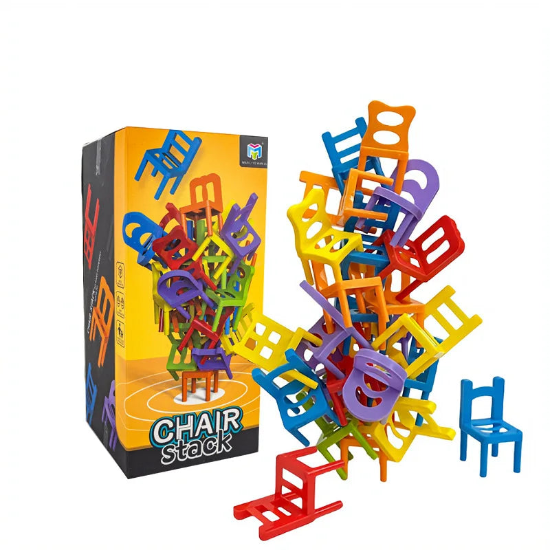24-42pc Children's Puzzle Folding Chair Toy - Parent-Child Interactive Game, Chair Stack Party Game, Social Juego for Kids