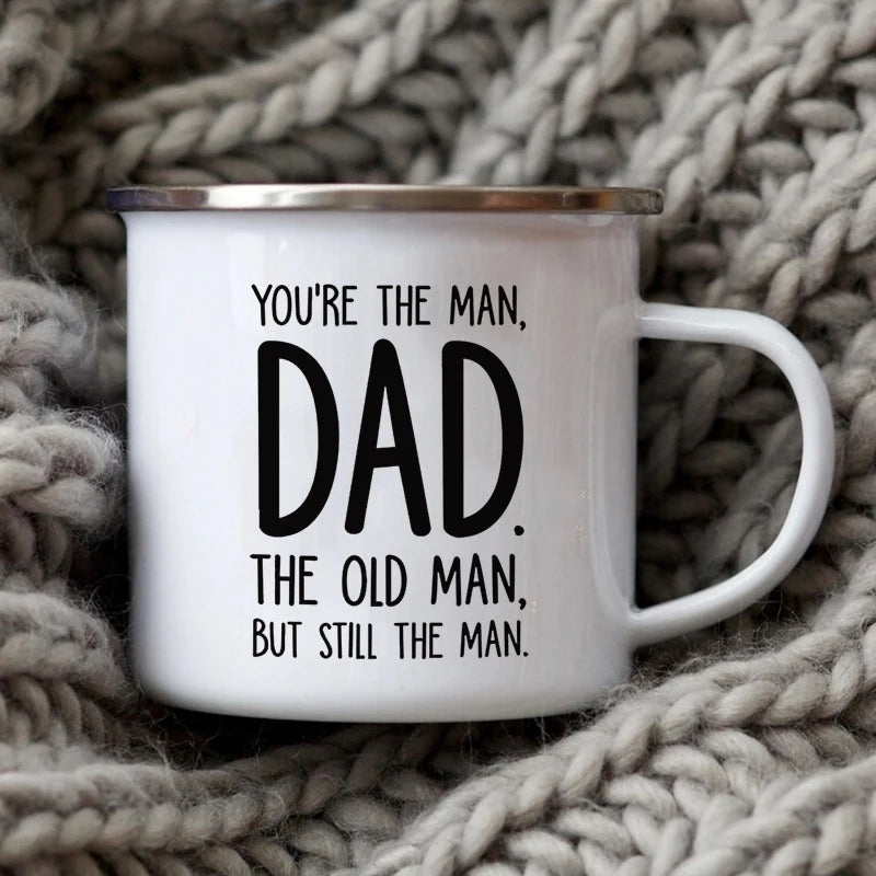 Dad Nutritional Facts Enamel Coffee Mug – Best Dad Ever Gift from Kids – Father's Day Gift for Papa, Daddy, Stepdad