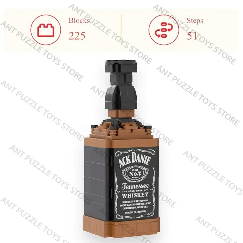 Whiskey Bottle Building Block Model – Assemble Toy for Gifts and Home Decor