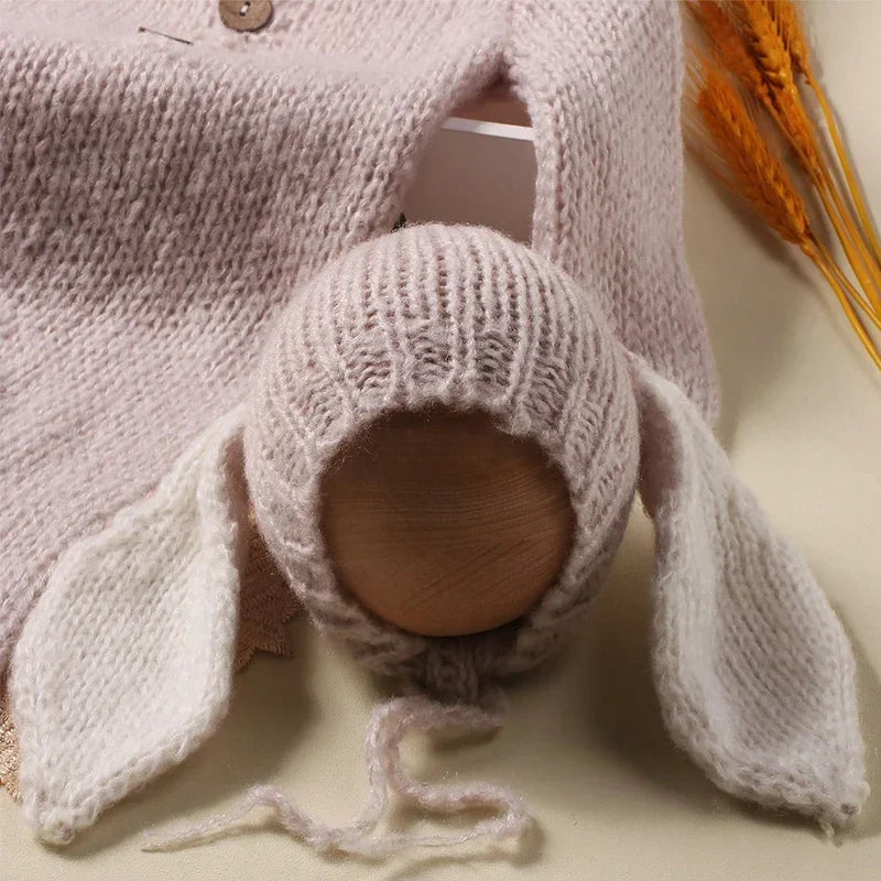 Ylsteed 2-Piece Set Knitted Newborn Rabbit Costume for Photo Shooting – Easter Baby Photography Props