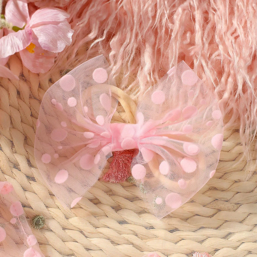 Ylsteed Pink Polka Dot Newborn Photography Romper with Bow Headband – Baby Girl Photoshoot Outfits for 1 Month Infant Picture Props
