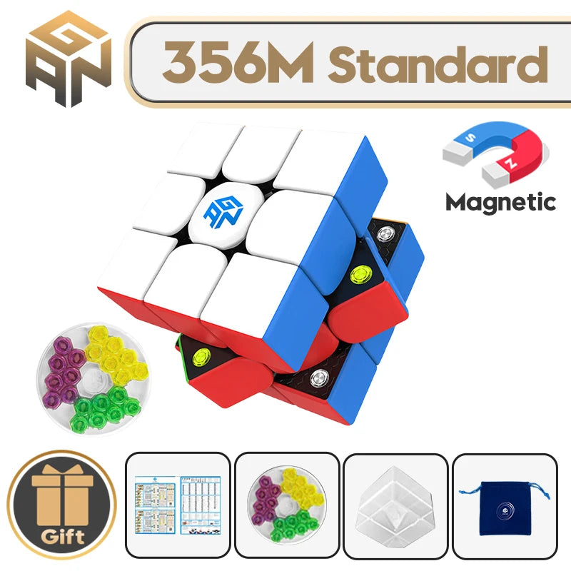 GAN 356 M 3x3x3 Magnetic Magic Speed Cube, Stickerless, GAN 356M Professional Fidget Toy, GAN 356 M Lite Cubo Magico Puzzle