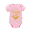 Newborn Baby Romper – "Daddy Is My Hero" Funny Print Bodysuit – Cute & Casual Infant Jumpsuit for Baby Boys & Girls