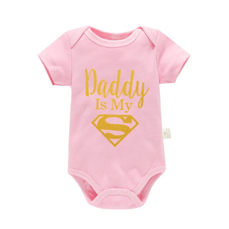 Newborn Baby Romper – "Daddy Is My Hero" Funny Print Bodysuit – Cute & Casual Infant Jumpsuit for Baby Boys & Girls