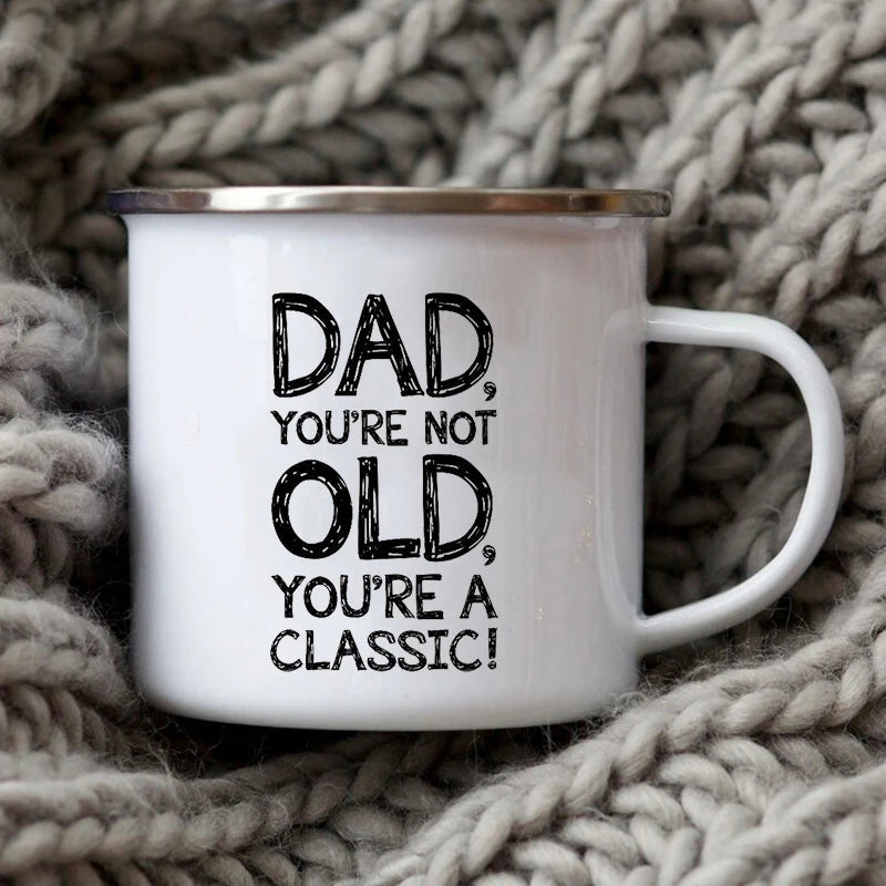 Dad Nutritional Facts Enamel Coffee Mug – Best Dad Ever Gift from Kids – Father's Day Gift for Papa, Daddy, Stepdad