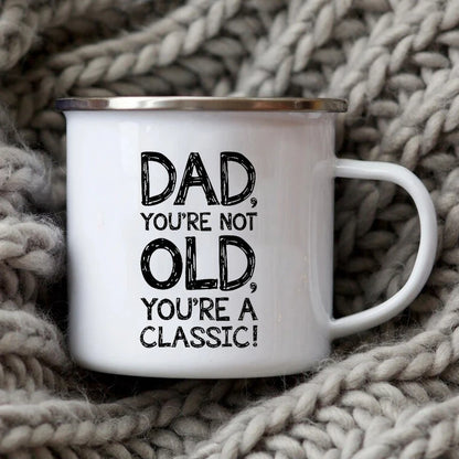 Dad Nutritional Facts Enamel Coffee Mug – Best Dad Ever Gift from Kids – Father's Day Gift for Papa, Daddy, Stepdad