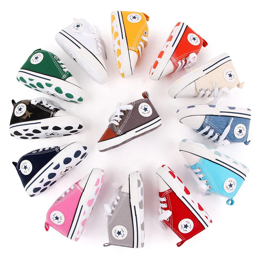 New Baby Shoes Boys Girls Classic Canvas Casual Sneakers Newborn First Walker Toddler Soft Sole Non-Slip Walking Shoes