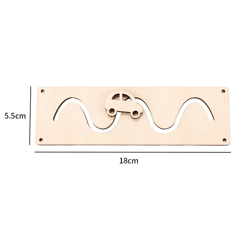 DIY Montessori Busy Board – Wooden Accessories with Hand-Pulled Wheel, Gear, Drum, Car, and Castle, Early Educational Toy for Children Gift
