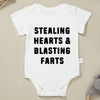 Creative Baby Onesie – "Stealing Hearts and Blasting Farts" Letter Print Funny Bodysuit – Comfy & Breathable Cotton Infant Clothes (0-24M)