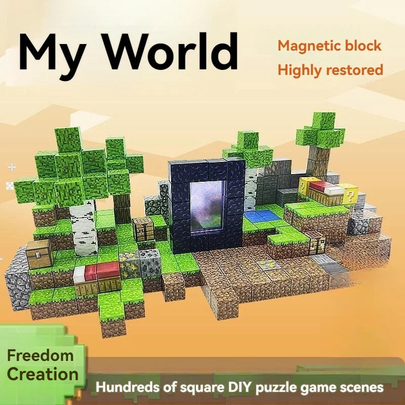 Magnetic Blocks Toy Mine World Build Set for Kids 3+