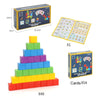Montessori Rainbow Stacking Blocks Puzzle - 40-Piece Set with 54 Double-Sided Activity Cards | Educational Spatial Thinking & Math Toy for Kids Ages 3+