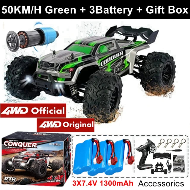 1:16 Brushless RC Drift Car with 80km/h Speed and LED Lights 4WD