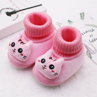 Winter Warm Newborn Baby Boy Girl Boots, Cute Bear Soft Toddler Shoes, First Walkers Anti-slip Booties, Infant Fur Snow Boots (0-18M)
