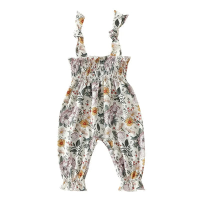 Baby Girl Floral Jumpsuit – Tie-Up Suspender Overalls Romper (Summer Outfit, 0-24 Months, 2024 New)