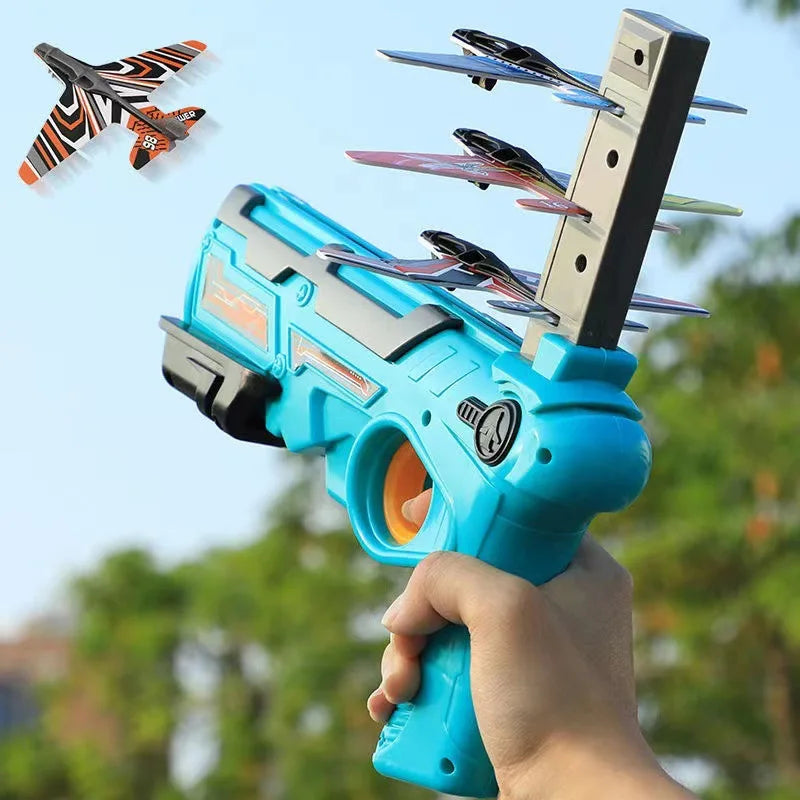 Foam Airplane Launcher Toy for Kids — Outdoor Flying Glider Plane, Parent-Child Play, Ages 4+