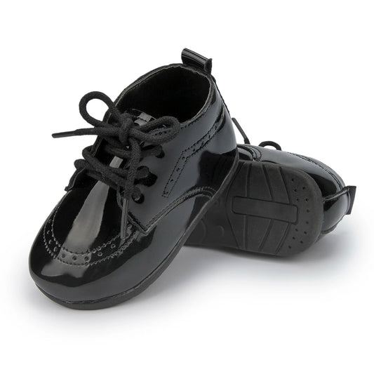 Meckior New Baby Shoes – Retro Leather Boy & Girl Toddler Shoes, Anti-Slip Rubber Sole First Walkers Crib Shoes