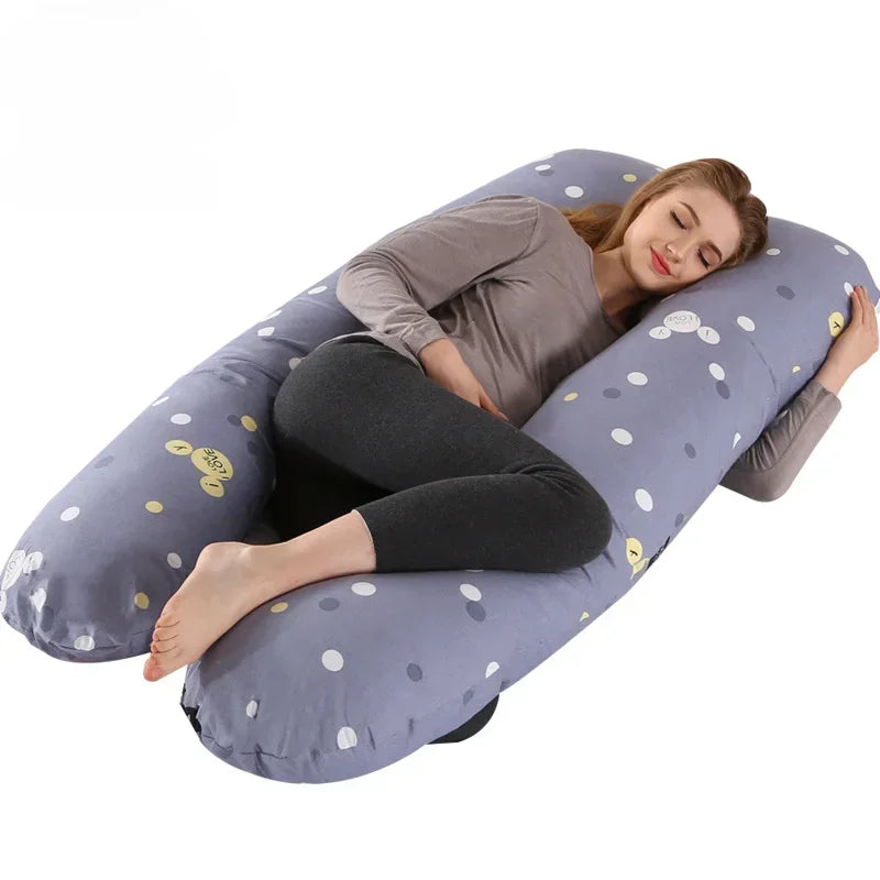 Maternity Pillow for Women - Cotton Color Matching Removable & Washable U-Shaped Waist Support Cushion, Maternity Body Pillow