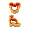 6-Piece Cookie Cutter Set - Dinosaur, Mickey, Heart, Star, Round, Square (Food-Grade)