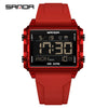 Fashion Men’s and Women’s Waterproof Digital Sports Watch Rectangle Design LED Backlight Wristwatch