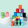 Montessori Wooden Color Matching Toy - 12-Color Cups Sorting and Stacking Game for Kids Ages 3+