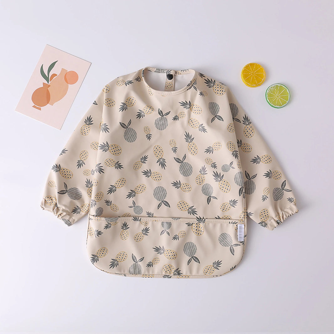 Baby Toddler Long Sleeve Waterproof Art Smock Feeding Bib with Pocket – Scarf Apron, Burp Cloth & Bandana Bib for Boys and Girls - Kidzy Market