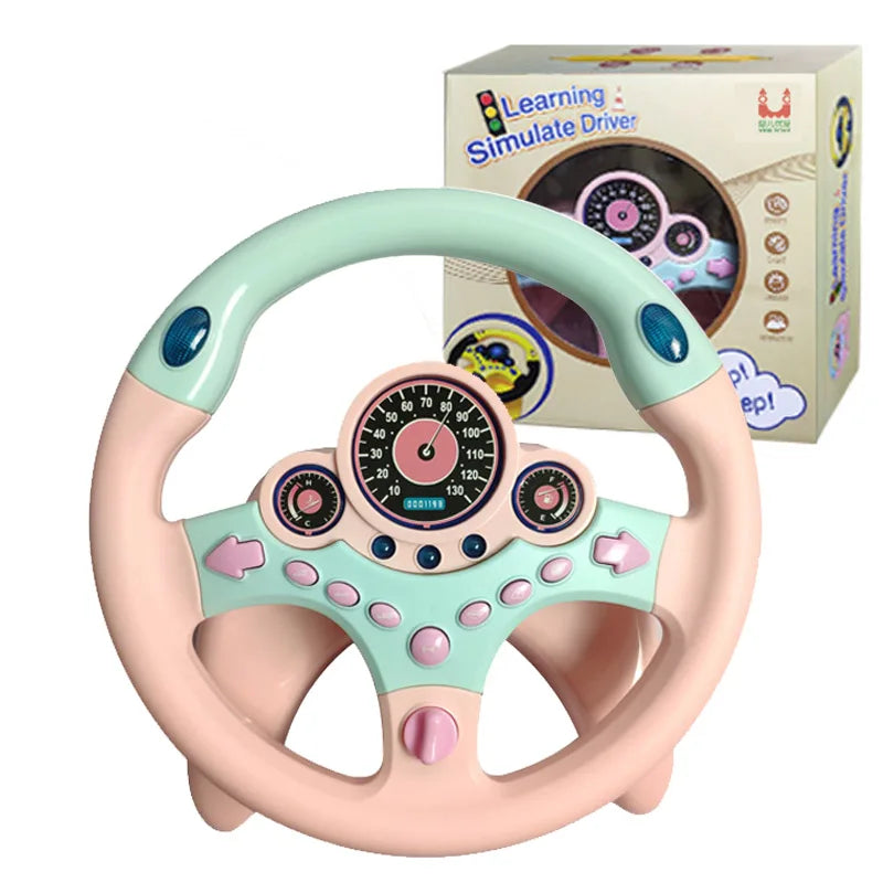 Electric Simulation Steering Wheel Toy with Light and Sound Educational Children’s Co-Pilot Car Vocal Toy Gift