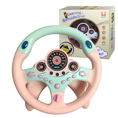 Electric Simulation Steering Wheel Toy with Light and Sound Educational Children’s Co-Pilot Car Vocal Toy Gift