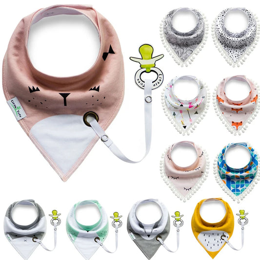 Fashionable Waterproof Cotton Baby Bibs – Triangle Saliva Towel & Pacifier Bibs for Infants - Kidzy Market