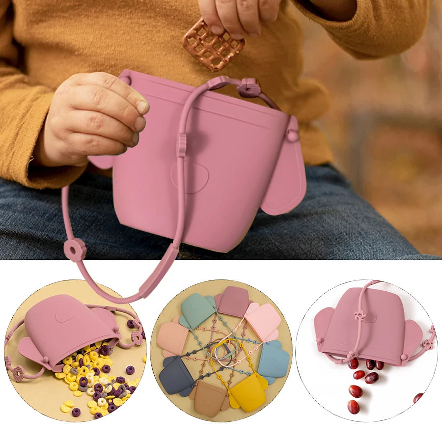 New Kawaii Cartoon Animals Solid Food Storage Bags - Portable Travel Tote Snack Bag for Newborn Feeding, Baby Accessories Container