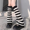 Y2K Punk Knitted Leg Warmers - Star Gothic Cross Harajuku Women Heart Two-Side Wear Loose Fit Leg Covers | JK Thigh High Lolita Socks