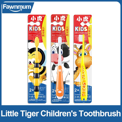 1Pc Fawnmum Cartoon Kids Toothbrush, Cute Animal Shaped Soft Silicone Handle for Children's Teeth & Gum Care
