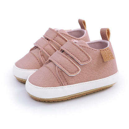 Meckior Baby Shoes Retro Leather Boy Girl Multicolor Toddler Rubber Sole Anti-Slip First Walkers Infant Shoes