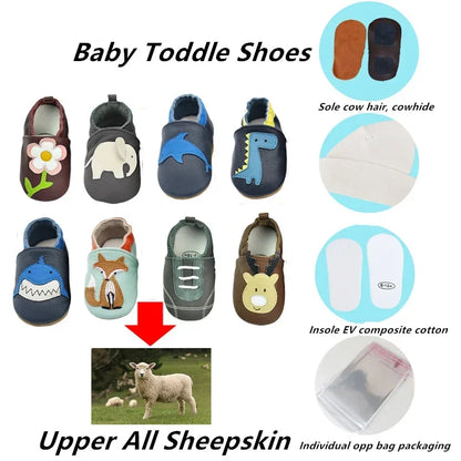 Toddler Baby Shoes – Newborn Infant Boys & Girls Soft Genuine Cowhide Moccasins, First Walkers, Skid-Proof (0-24M)