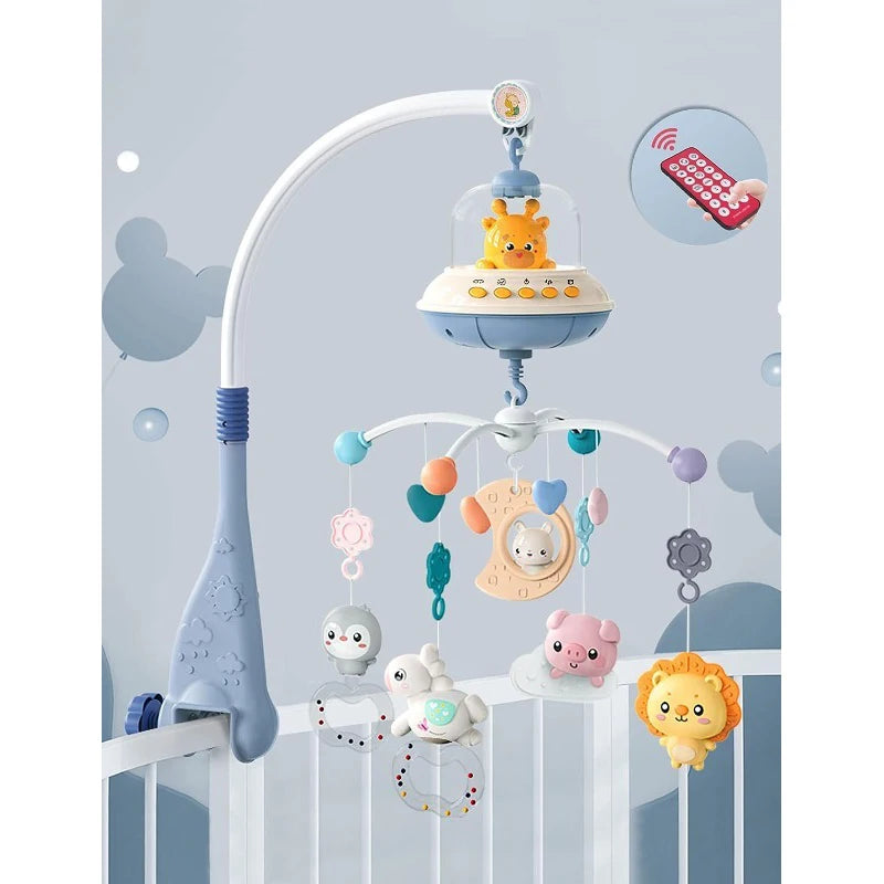 Musical Baby Crib Mobile With Lights and Music Projection Remote Control Crib Toy for Newborns