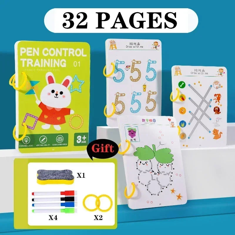 Magical Reusable Tracing Workbook for Kids Pen Control Montessori Practice
