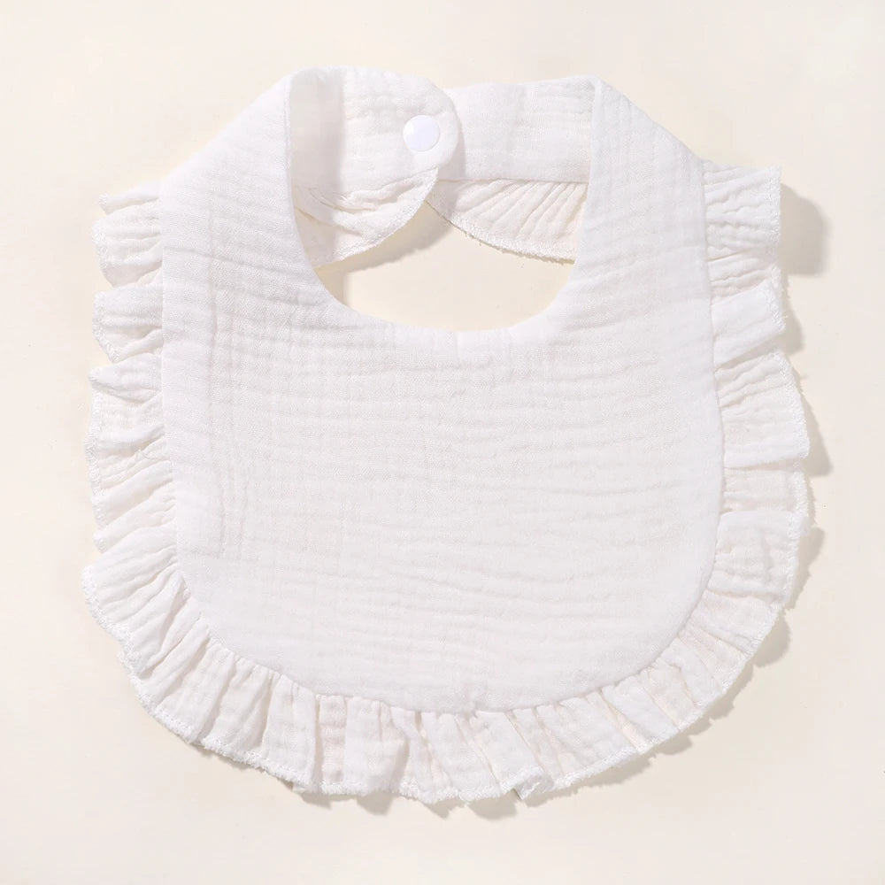 Newborn Baby Bibs & Burp Cloths | Solid Color Toddler Bandana Feeding Bibs, Ruffle Saliva Towel for Drool, Baby Accessories - Kidzy Market