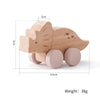 1PC Baby Beech Wood Dinosaur Car – Cartoon Educational Montessori Toy, Teething Play Gym, Baby Birthday Gift