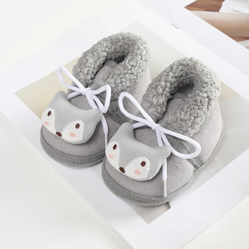 Jlong Winter Newborn Soft Sole First Walker Baby Shoes – Fur Warm Snow Boots for Girls (0-18 Months)