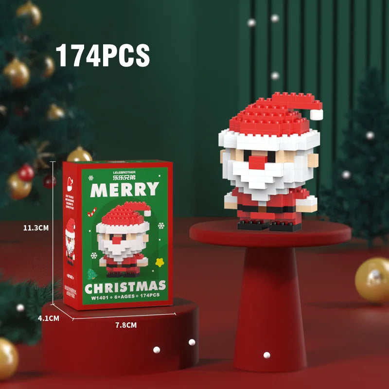 Christmas Micro Building Blocks – Santa Claus & Reindeer Puzzle, Assembling Bricks Table Decoration Toy for Kids
